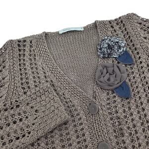 Skovhuus Knit/Crochet Button Cardigan Sweater Brown Women's Medium